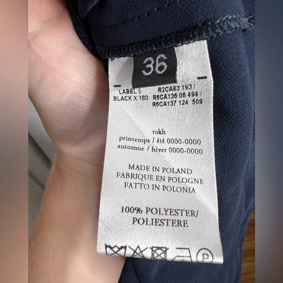 Rokh - Navy Blue One Shoulder Long Sleeve Dress - Size 36 - Picture 8 of 9